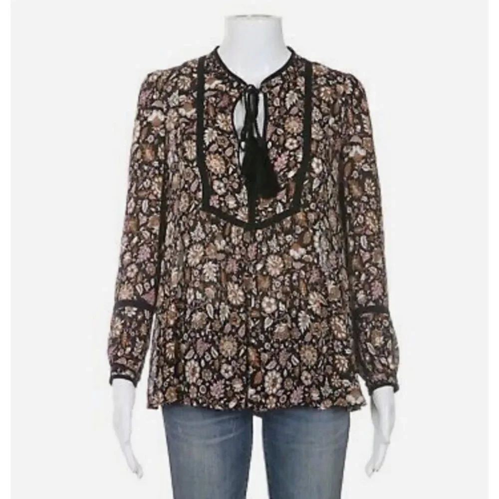 A.C.L Sheer Long Sleeve Blouse With Tassels Sz 4